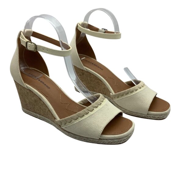 Lucky Brand Espadrille Cork Wedge Sandals Women Sz 9 Ankle Strap Peep NWOT - Picture 1 of 8